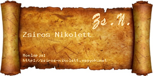 Zsiros Nikolett névjegykártya